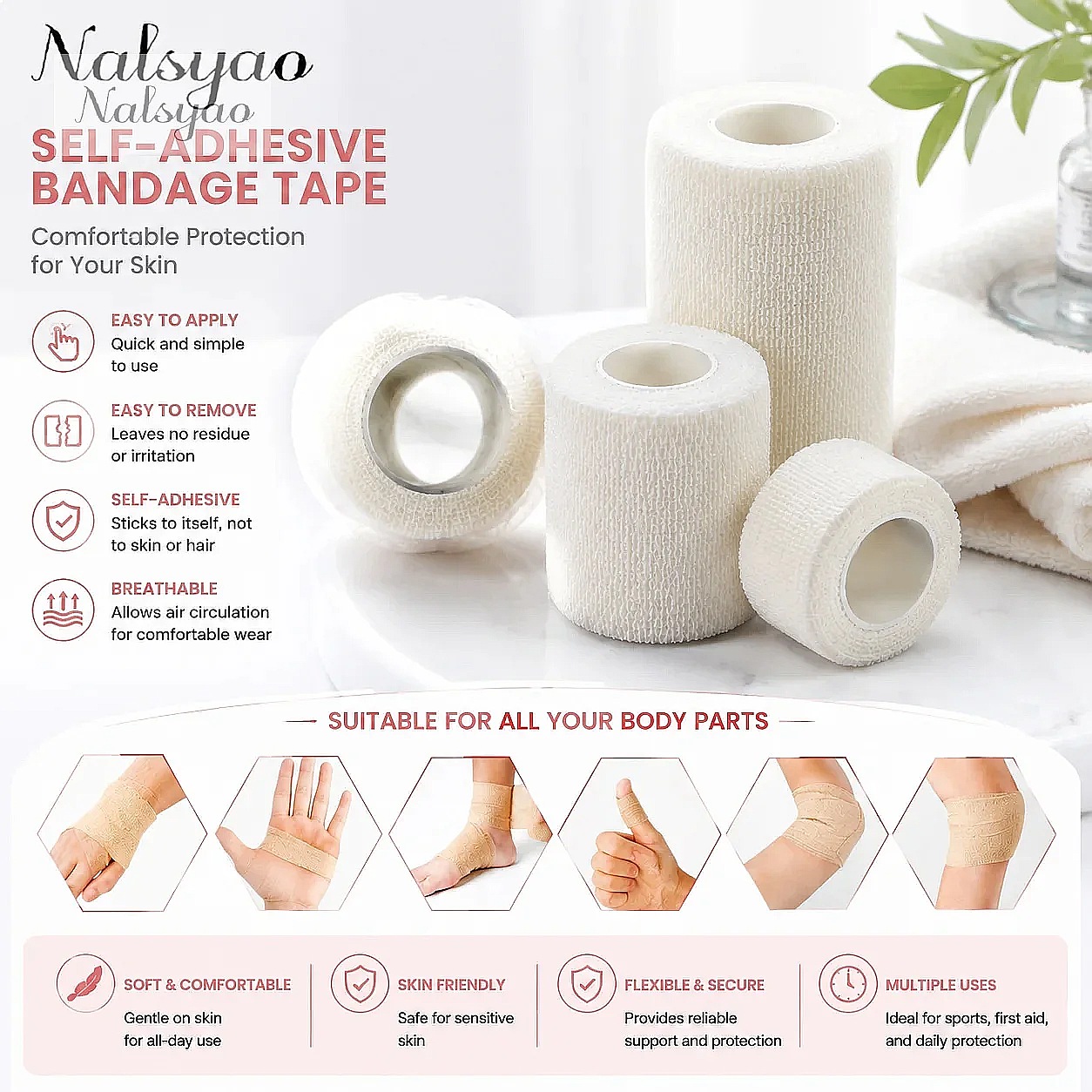 5 Pcs 2.5/5/7.5/10cm Self Adhe - Wrist Wrap Support recension och pris